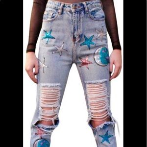 TAIGWAH JEANS SIZE 6 STAR MOON SEQUENCE